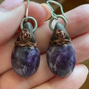 Silver Purple Amethyst woman earrings